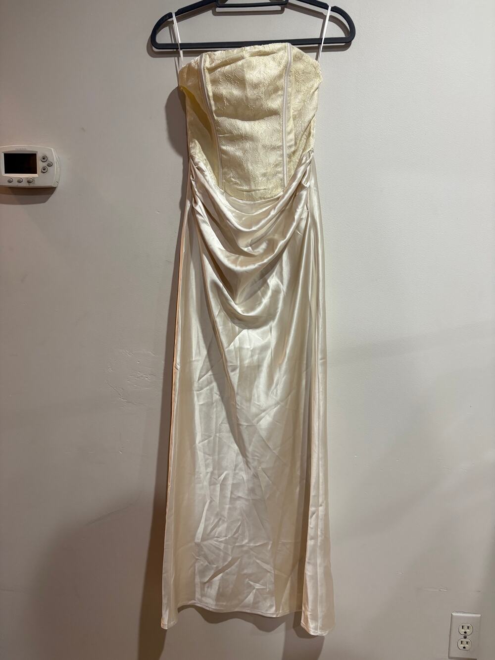 NWT Dear Emilia by Hello Molly Lace Trim Strapless Corset Maxi Dress Yellow XS